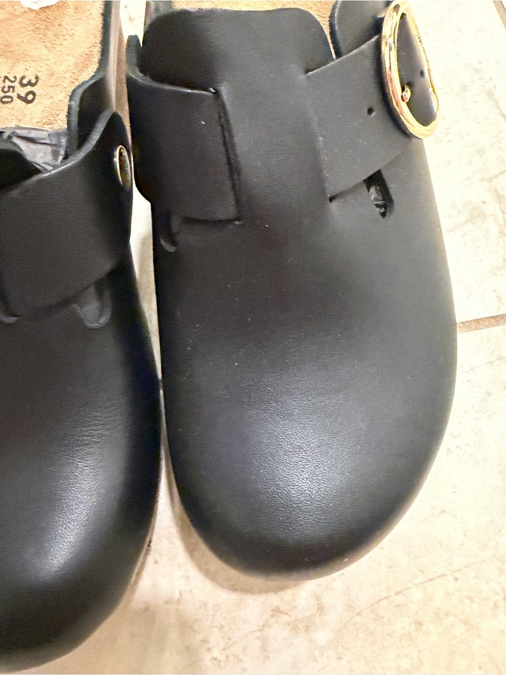 Papillio Birkenstock Buckley Big Buckle Black Leather Clogs EU 39 US 8 NWT - Picture 4 of 13